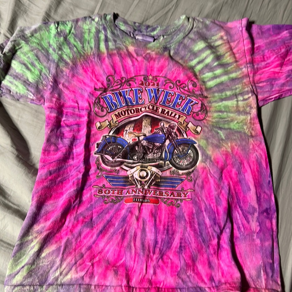 2021 Daytona Beach Bike Week Girls Tie Dye Tee Size 6-8 Motorcycle Week